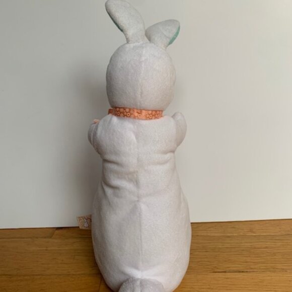 Petits Bunnies Plush White Rabbit with Mint Ears & Peach Ribbon | 16” Soft Toy - Picture 4 of 6